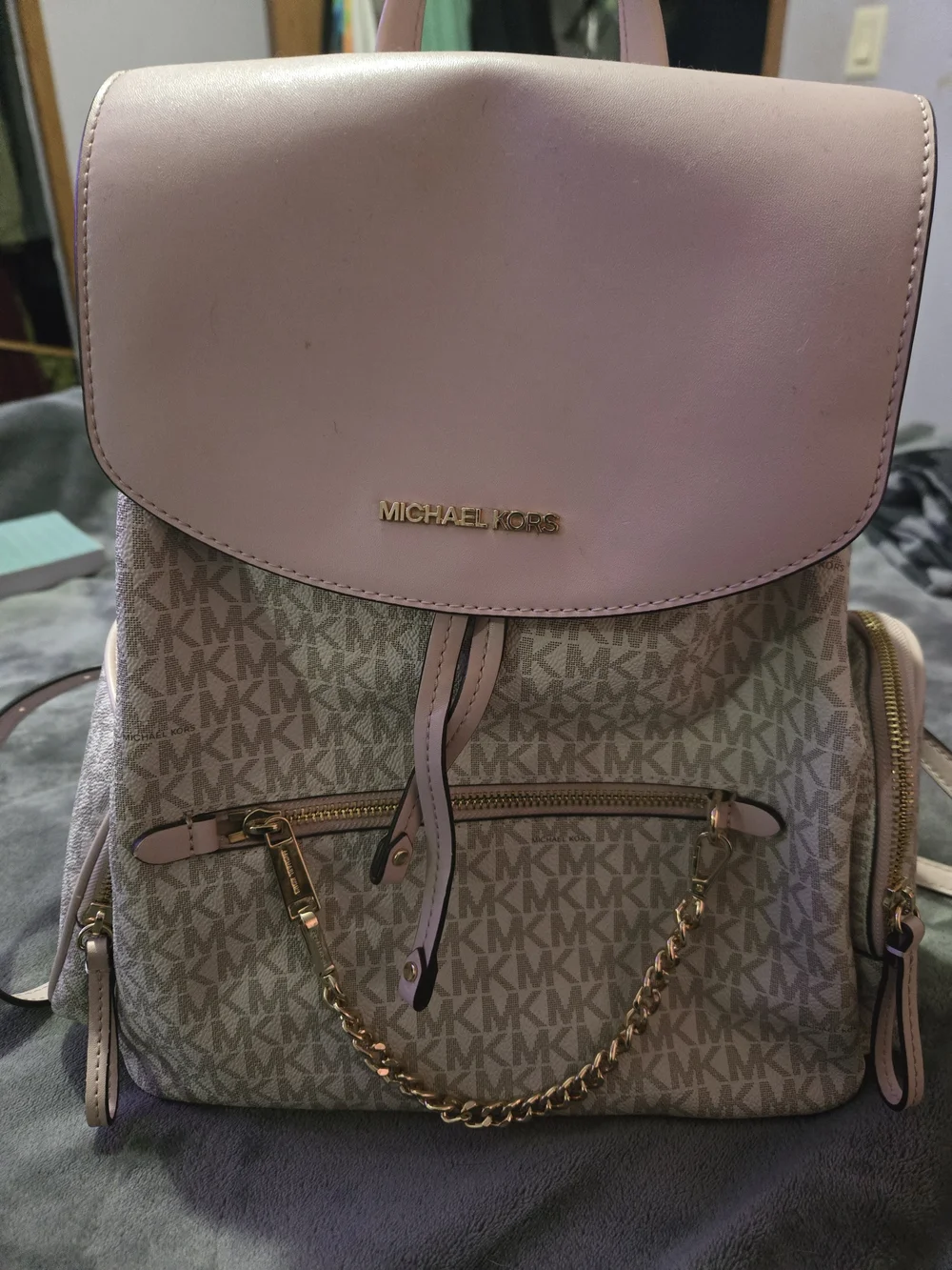 Michael Kors Pink Logo-Print Backpack